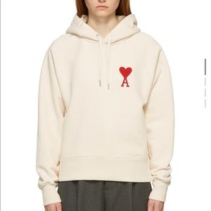 AMI Mens Hoodie Sweatshirt Off White